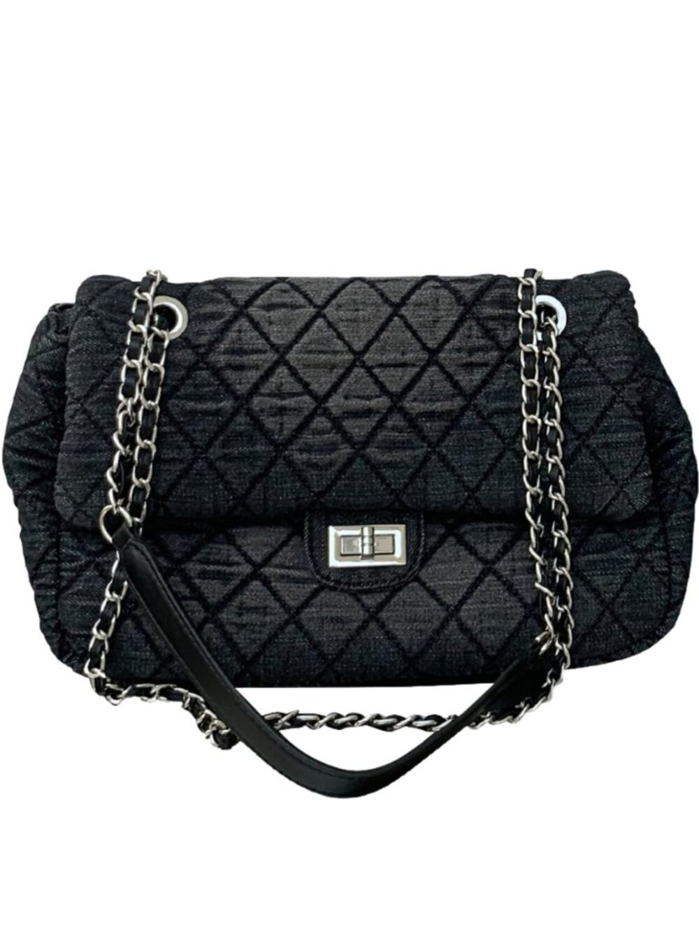 Quilted Denim Shoulder Bag for Women,Y2k Preppy Crossbody Tote Bag Purse with